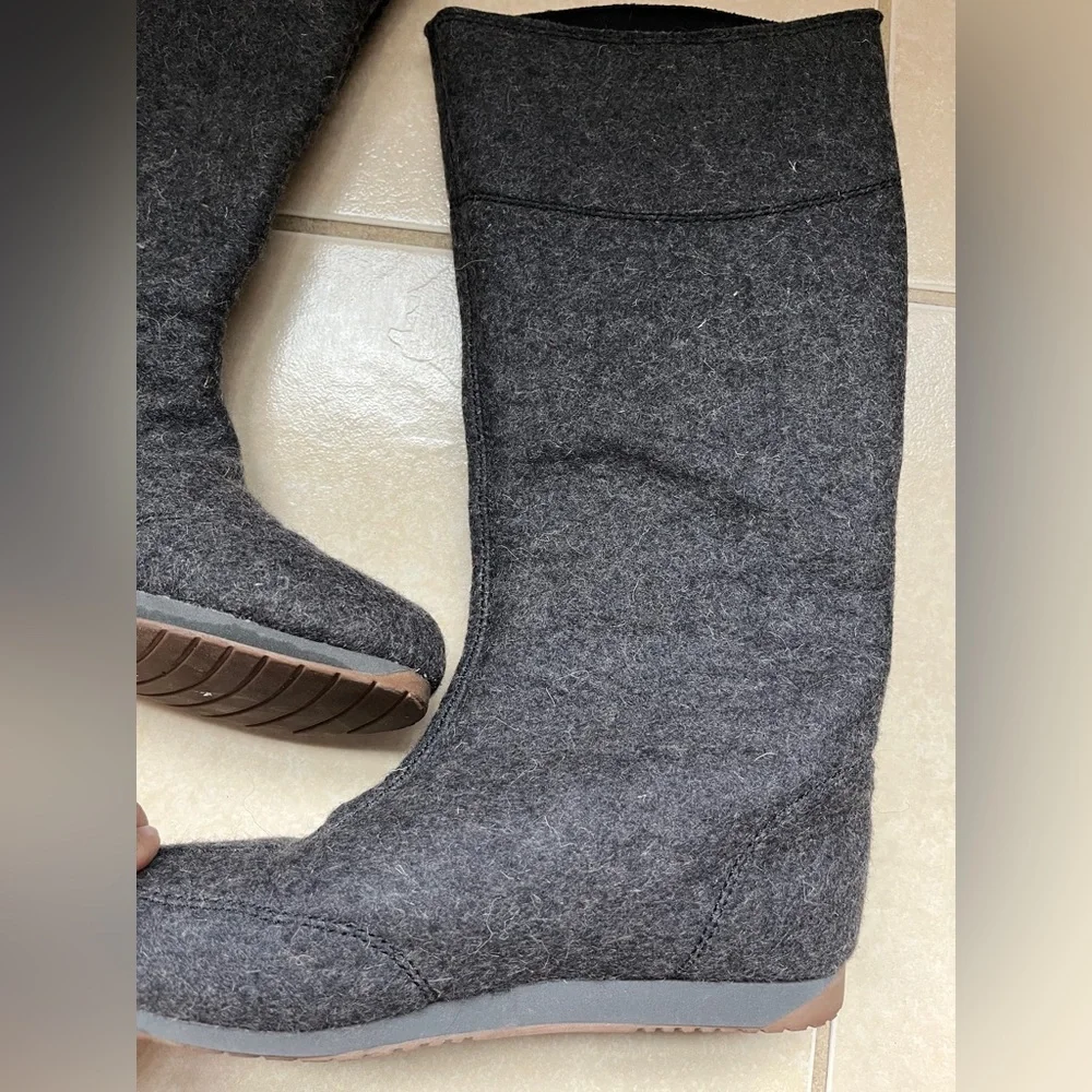 Emu Australia Hamilton Hi Gray Merino Wool Tall Boots W8 M7 - Picture 4 of 11